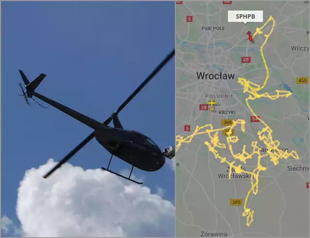 Już w poniedziałek przed południem Czytelnicy informowali nas o helikopterze krążącym dosyć nisko nad miastem. Maszyna, jak wynikało z opisu Czytelników, zataczała pętle nad Wrocławiem. Zapis lotu jest doskonale widoczny na popularnym serwisie "Flightradar". Czytelnicy dopytują, o co chodzi, czy to policyjny helikopter i trwają jakieś poszukiwania? Sprawdziliśmy to.ZOBACZ ODPOWIEDŹ I ZDJĘCIA NA KOLEJNYCH SLAJDACH. PRZEJDŹ DALEJ PRZY POMOCY STRZAŁEK LUB GESTÓW NA TELEFONIE KOMÓRKOWYM.