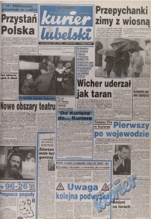 Pierwsza strona Kuriera Lubelskiego z 20 kwietnia 1999 r.