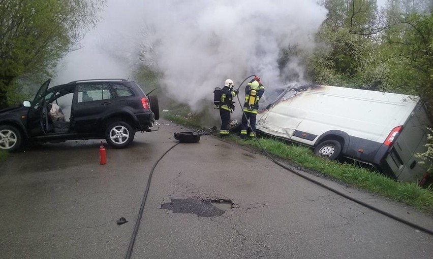 Sułkowice. Peugeot boxer stanął w płomieniach