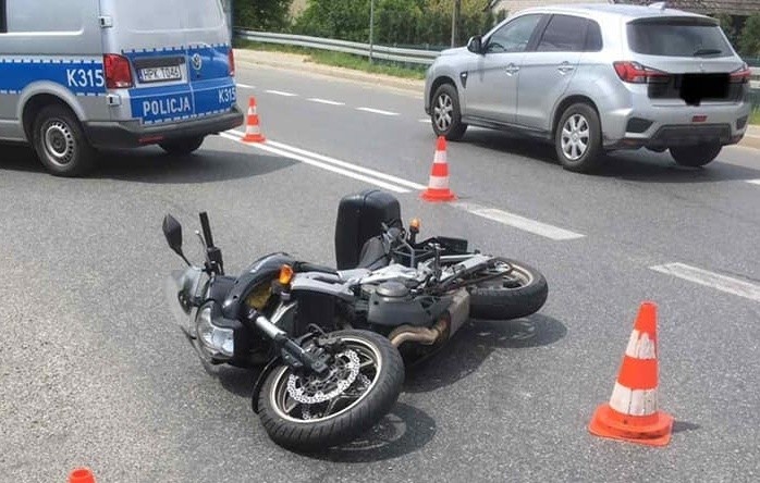 Wypadek w Trześni, na drodze krajowej 77. Ranny motocyklista (ZDJĘCIA) 