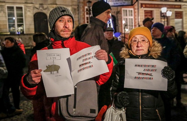 Gdański protest przeciwko masowemu odstrzałowi dzików, 10.01.2019