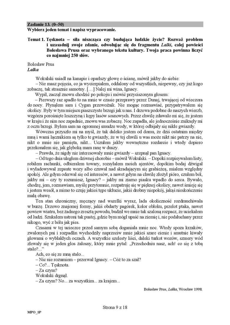 Wybierz Jeden Z Tematów I Napisz Wypracowanie