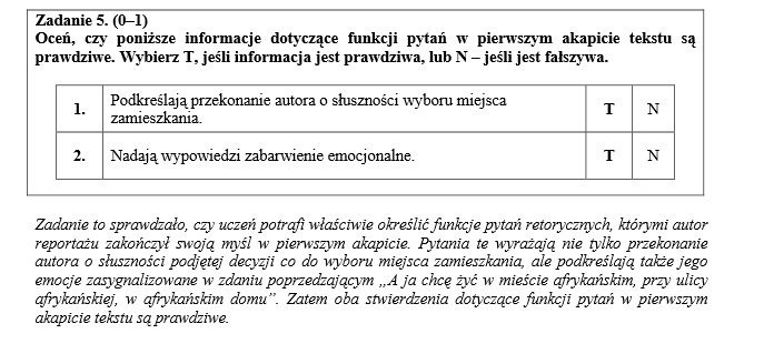 Wyniki egzaminu z języka polskiego wskazują, że uczniowie...