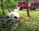 Wyliny-Ruś. Wypadek na DK66. Dachował volkswagen