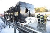 Pożar autobusu MZK w Lubiczu Dolnym pod Toruniem. Pasażerowie i kierowca [zdjęcia]