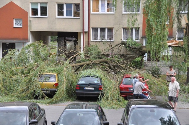 Tak wyglądała ulica Matejki w Tarnobrzegu po czwartkowym huraganowym wietrze.