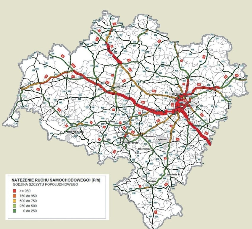 Oto najbardziej zatłoczone drogi na Dolnym Śląsku. Nawet 750 aut na godzinę (MAPA)