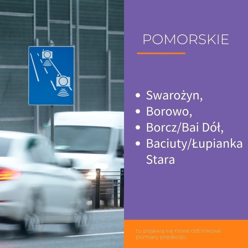 Odcinkowy pomiar prędkości - miejsca w woj. pomorskim.