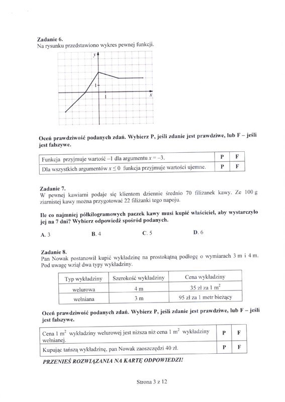 Egzamin gimnazjalny 2012: matematyka ARKUSZ...