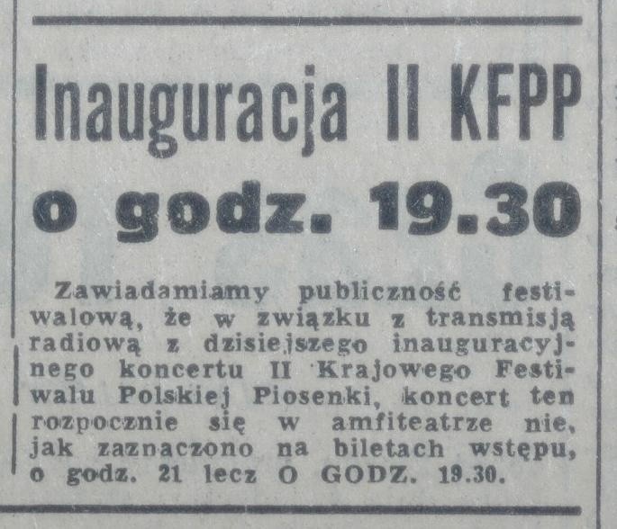II KFPP. Rok 1964. Trybuna Opolska.