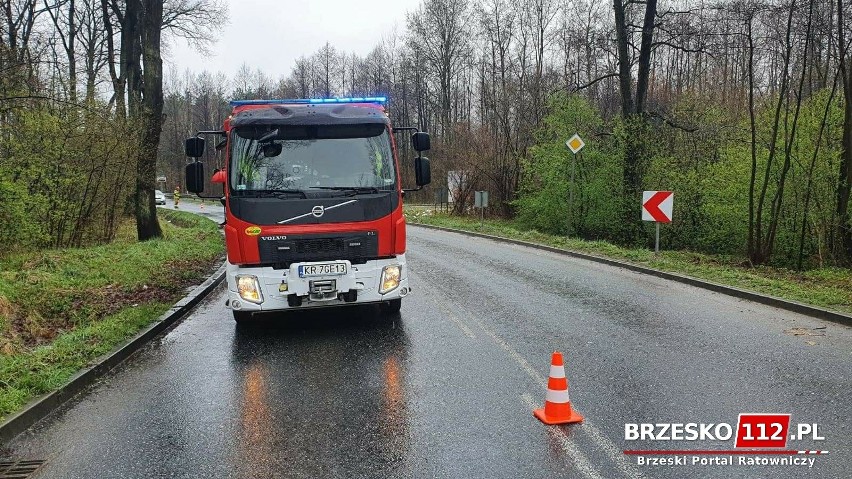 Dwa samochody wypadły z zakrętu na ulicy Leśnej w Brzesku,...