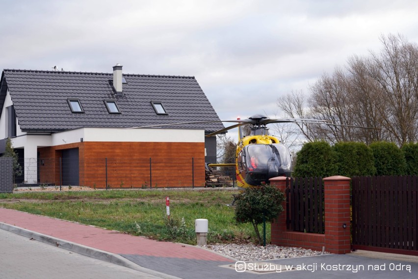 Śmigłowiec lądował przy ul. Klonowej w Kostrzynie nad Odrą.