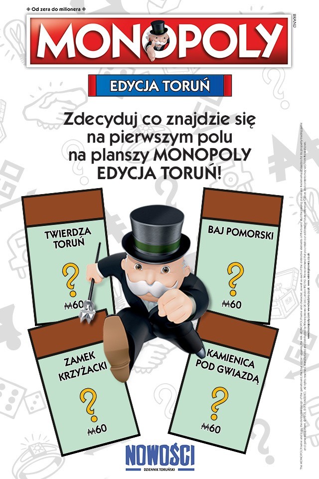 Wybierz pierwsze pole w Monopoly Edycja Toruń [GŁOSOWANIE]