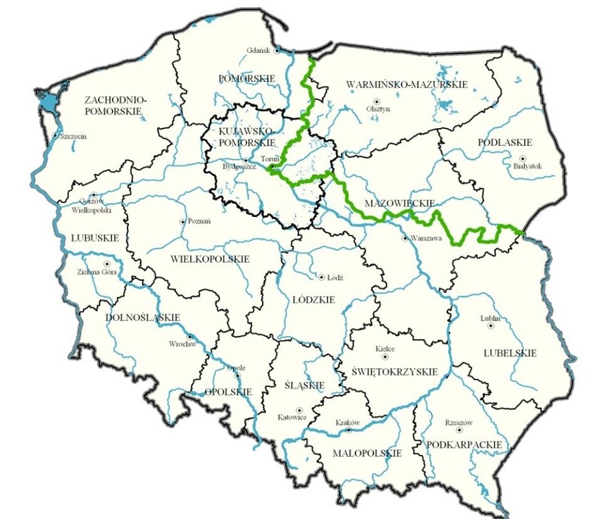 Obszar funkcjonalny Zielone Płuca Polski na tle kraju