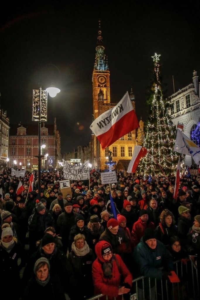 Manifestacja przed Dworem Artusa w Gdańsku [ZDJĘCIA, WIDEO]