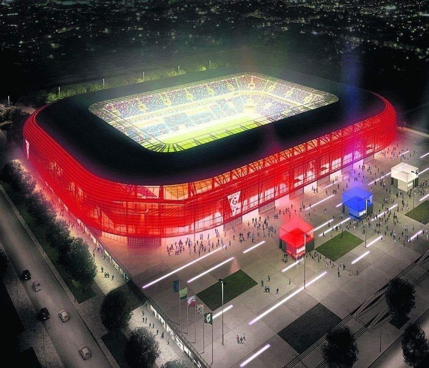 Nowy stadion Górnika w wersji wieczornej.