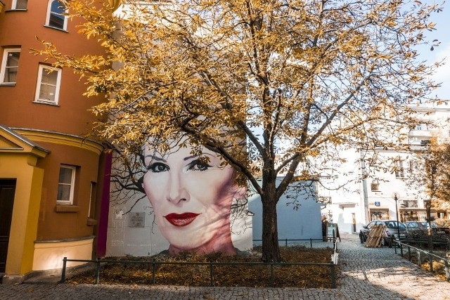 Zobacz w galerii murale poświęcone znanym współczesnym Polakom. Wśród nich jest ściana z twarzą Kory - dzieło Bruna Althamera, które zmienia się razem z porami roku za sprawą sąsiadującego z nim drzewa