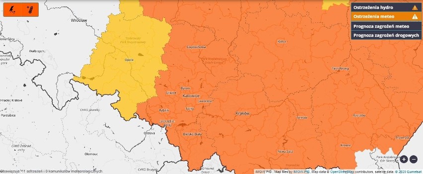 Ostrzeżenie II stopnia dotyczy całego województwa śląskiego