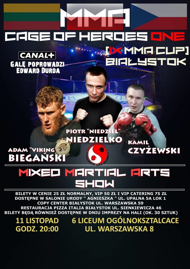 IX Gala MMA CUP Wschód 2017 / CAGE of Heroes ONE odbędzie się w VI LO w Białymstoku