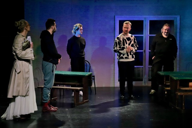 Próba spektaklu "Uciekła mi przepióreczka" w Teatrze imienia Stefana Żeromskiego w Kielcach.