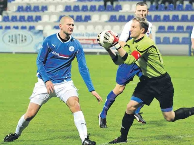 Bramkarz Drawy, Marcin Kaczmarczyk, jesienią w Kołobrzegu został dwukrotnie pokonany przez graczy Kotwicy.