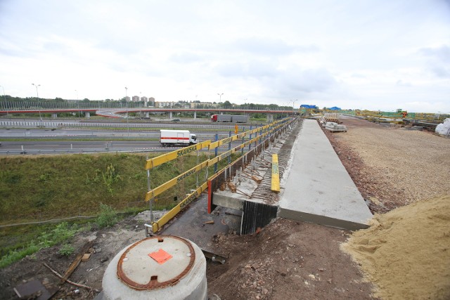 Węzeł autostrady A1 i drogowej Trasy Średnicowej w Gliwicach Sośnicy, zdjęcia z 9 lipca 2014