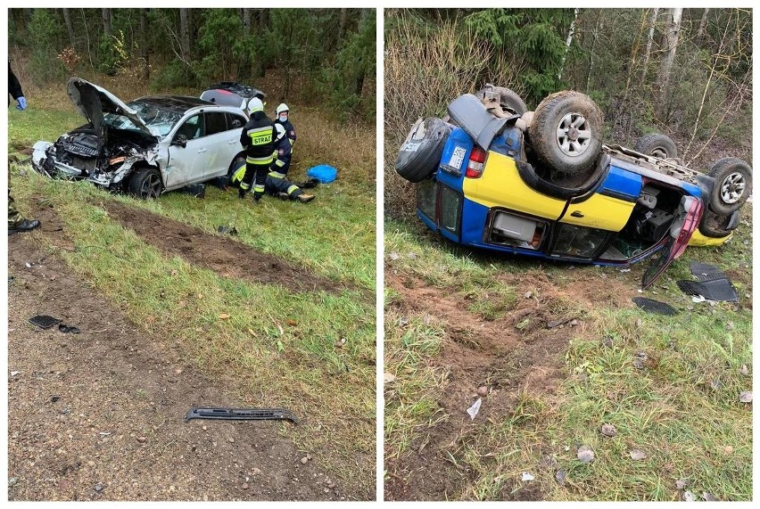 Zarzeczany. Wypadek na DK 65. Zderzenie nissana z volvo. Dwie osoby trafiły do szpitala [ZDJĘCIA]