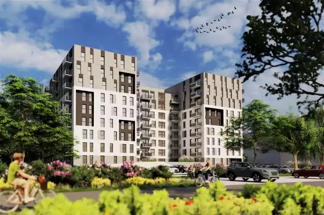 Wizualizacja bloku wielorodzinnego na 147 mieszkań, który ma powstać w Tarnobrzegu przy ulicy Świętej Barbary.