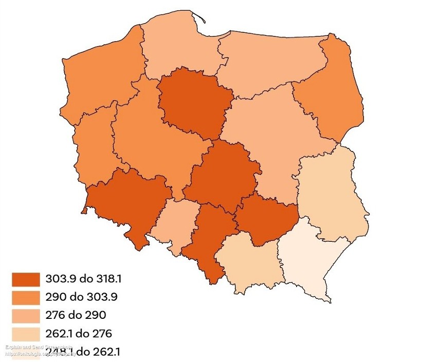 Zgony z powodu nowotworów w Polsce.