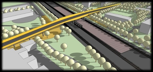 Wiadukt wysokość 2,66 metra będzie miał w miejscu, gdzie kończy się jeden z bloków stojących najbliżej torów.