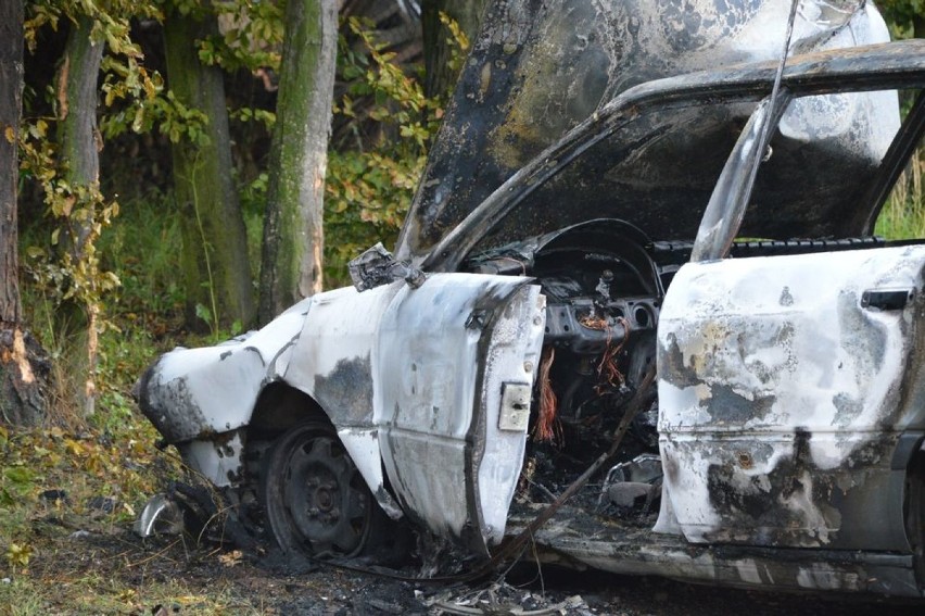 Groźny wypadek pod Skierniewicami. Auto stanęło w płomieniach. Ranny 5-letni chłopiec i jego ojciec ZDJĘCIA