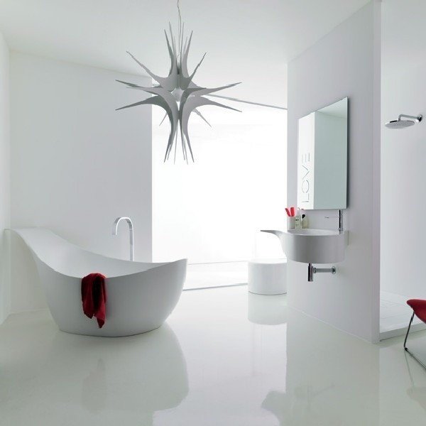 Nowoczesna łazienkaNowoczesna łazienka nie jest zagracona meblami.Dominują w niej proste, geometryczne kształty.