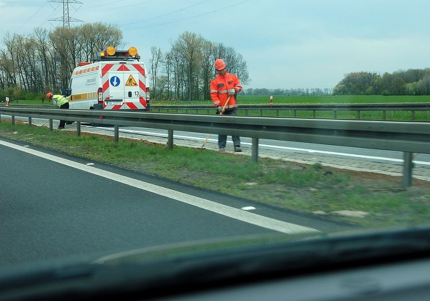 Remontowany odcinek autostrady A4 w rejonie węzła...