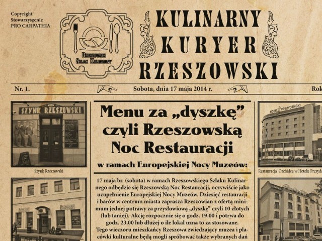 Lista restauracji w Rzeszowie, w których w tę sobotę zjesz do 10 złO akcji tanich kolacji za 10 zł w Rzeszowie można poczytać w jednodniówce.