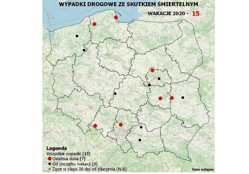 Mapa śmiertelnych wypadków w wakacje 2020. Niestety na...