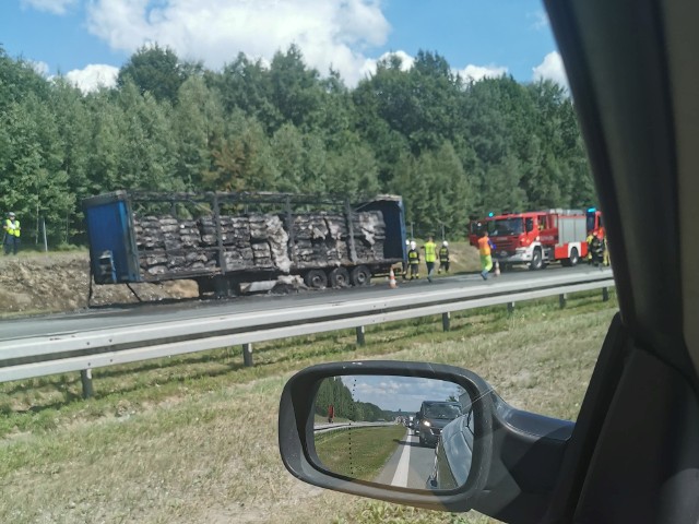 Pożar naczepy na A4 Katowice