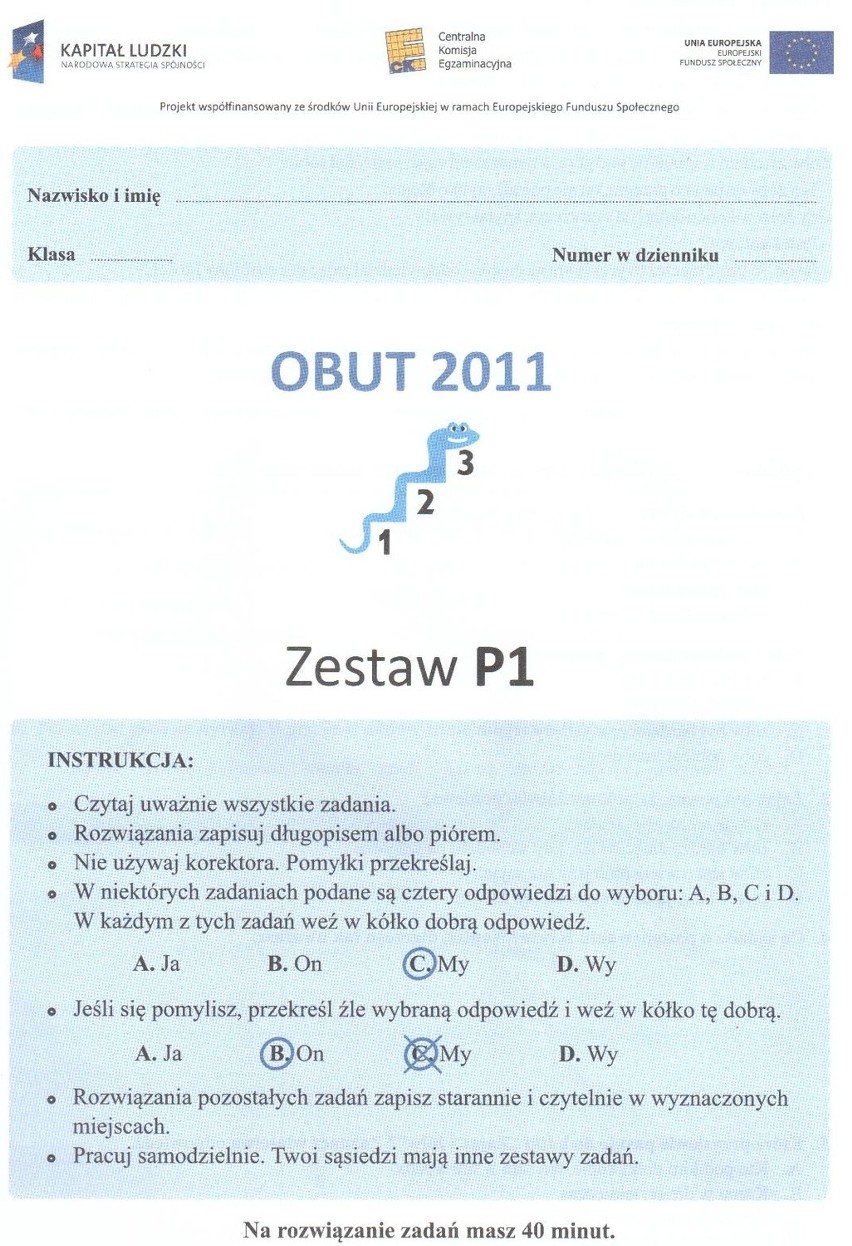 1 ARKUSZ Z JĘZYKA POLSKIEGO