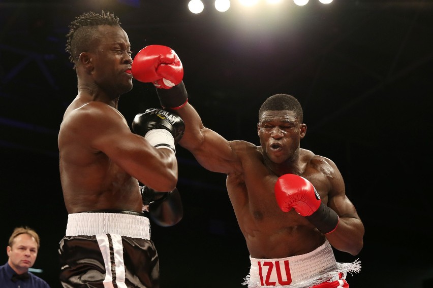 Izu ugonoh (red) fights ibrahim labaran  (black) in bout one...