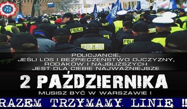 Wielkią manifestację służb mundurowych w Warszawie zaplanowano na 2 października.