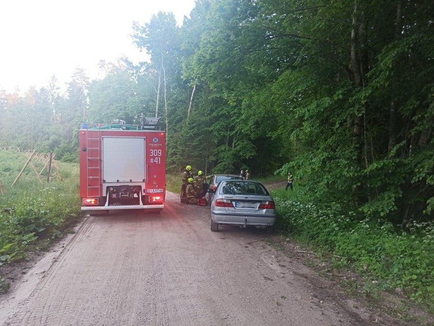 Kołodno. Wypadek na szutrowej drodze. Auto zderzyło się czołowo z drzewem (zdjęcia)