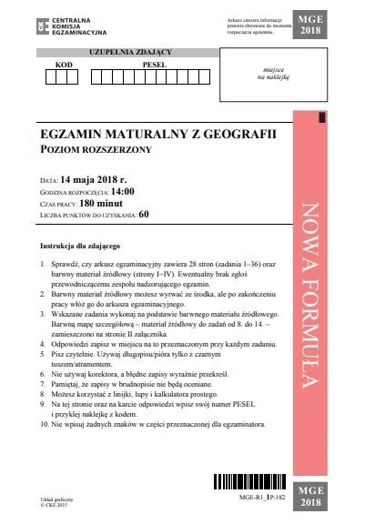 W poniedziałek, 14 maja 2018 maturzyści zmierzyli z egzaminem z geografii. Zobaczcie arkusz i odpowiedzi. Matura 2018 w Zespole Szkół im. ks. Jana Długosza we Włocławku