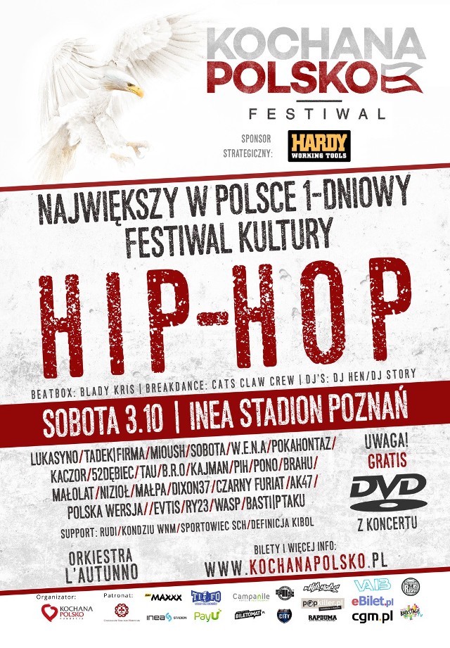 Plakat promujący pierwszą edycję festiwalu Kocham Polsko