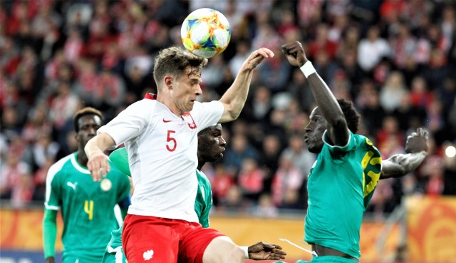 Serafin Szota podczas meczu z Senegalem na Widzewie 29 maja 2019 w trakcie mistrzostw świata U20