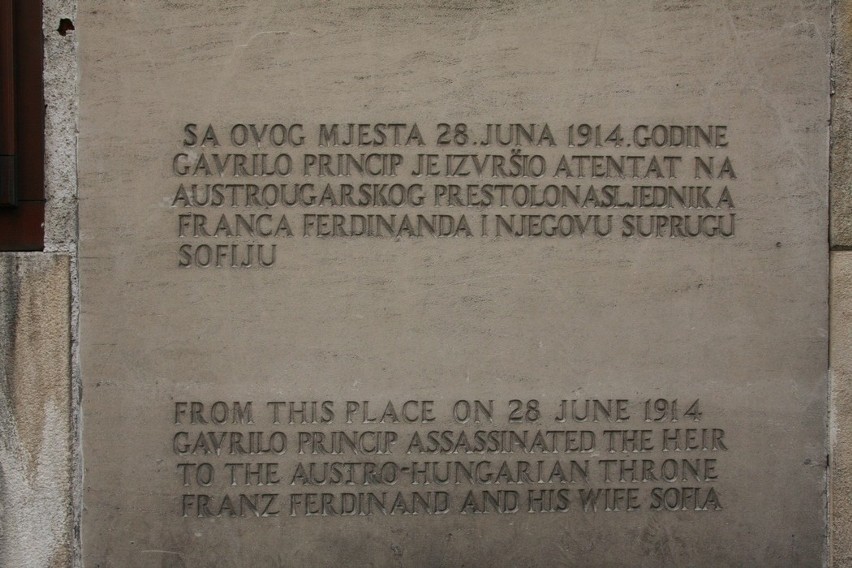 Tablica upamiętniająca zamach w Sarajewie