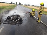 Tyle zostało z samochodu po pożarze na drodze koło Krobi. Małe auto Ligier spłonęło doszczętnie [ZDJĘCIA]