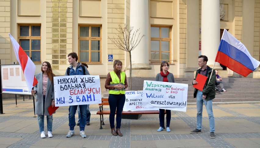 Lublin. Akcja poparcia dla działań opozycji białoruskiej i rosyjskiej