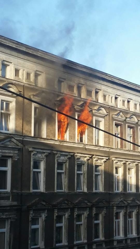 Pożar w kamienicy przy ul. Małkowskiego w Szczecinie