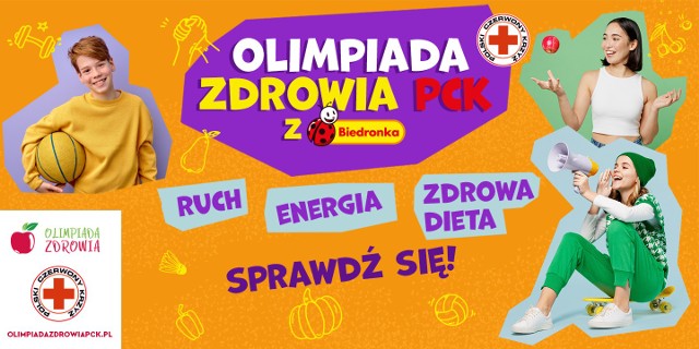 Olimpiada Zdrowia PCK z Biedronką to konkurs przeznaczony dla uczniów klas 6 – 8 szkół podstawowych oraz uczniów szkół średnich.