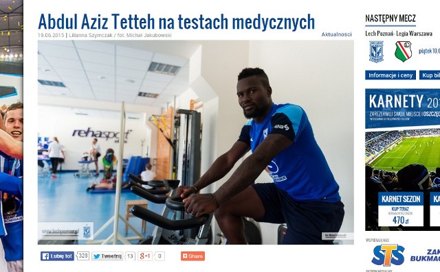 Abdul Aziz Tetteh na testach medycznych w Lechu Poznań