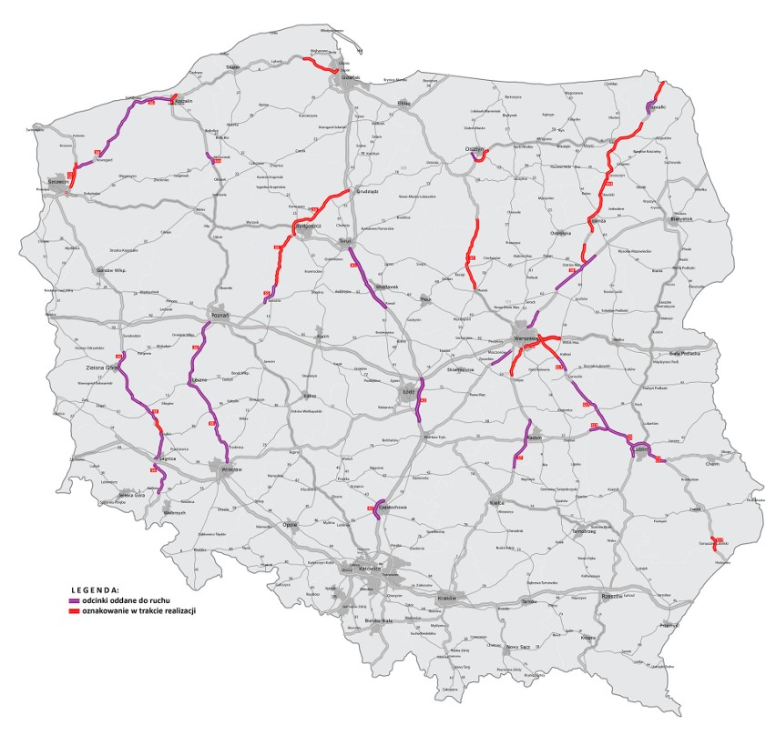 Odcinki z nowym, eksperymentalnym oznakowaniem dróg...